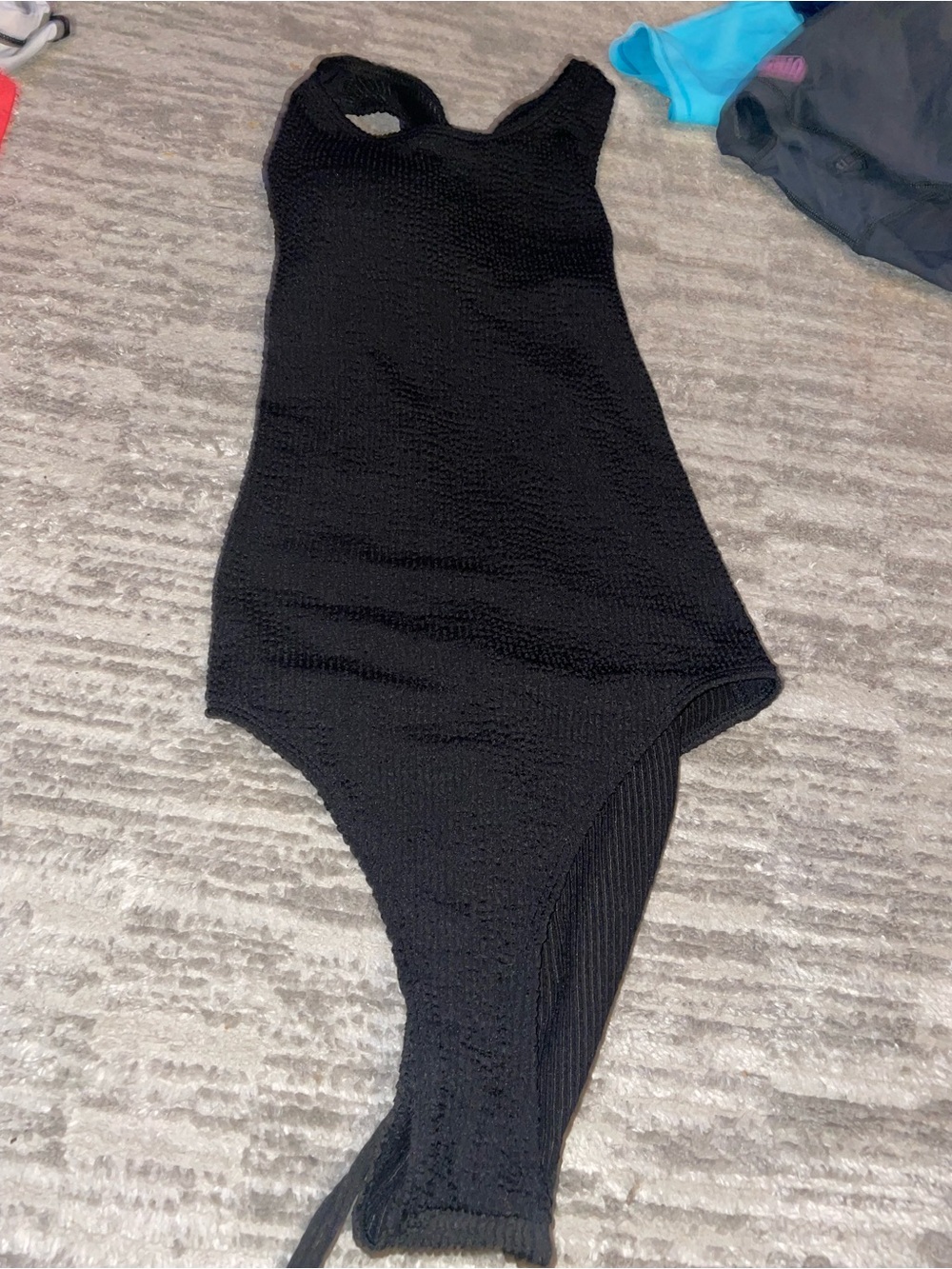 Sleek Black Textured One-Piece Swimsuit
